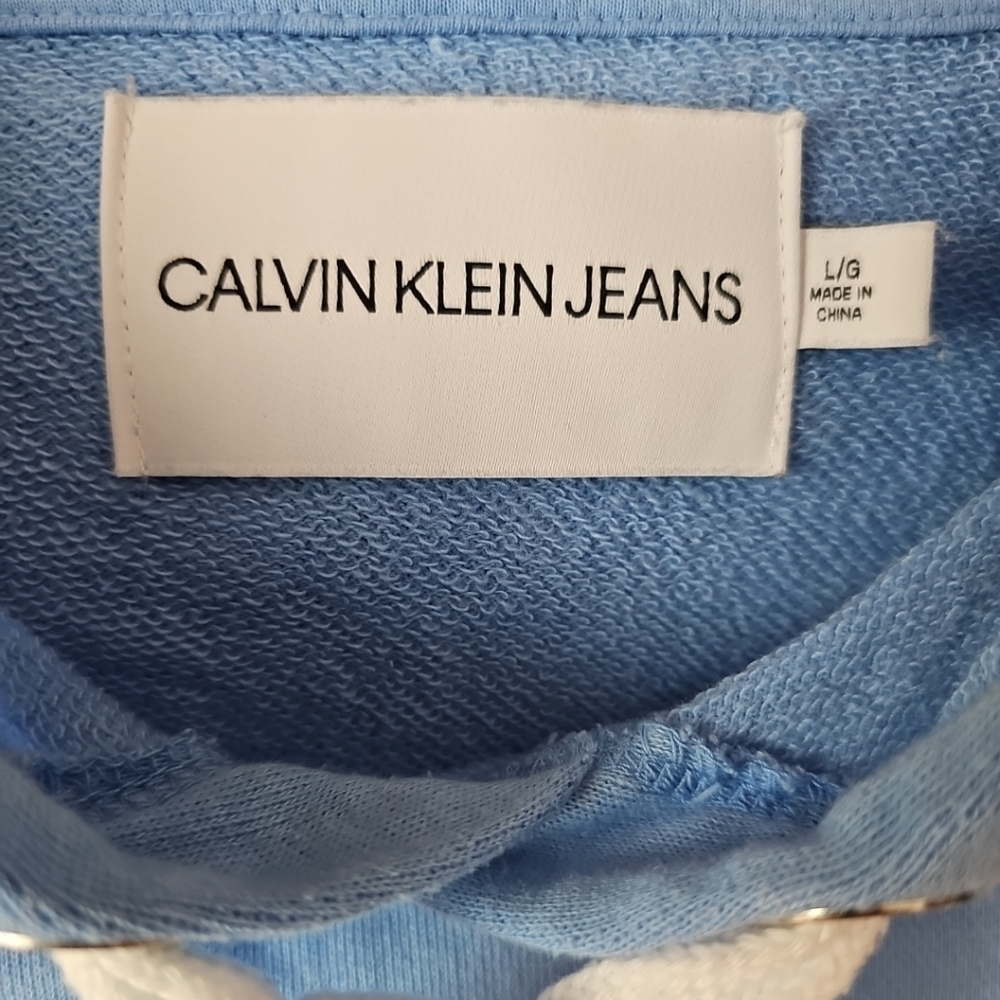 CALVIN KLEIN Women's Blue Ombre LOGO Long‎ Sleeve Pullover Hoodie Sweater Size L - Picture 3 of 5